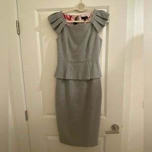 Ted baker gray peplum dress great for work or special occasion